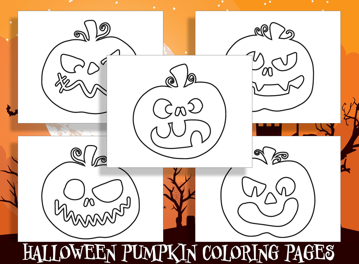 Spooky Fun for Little Ones: 25 Halloween Pumpkin Coloring Pages for Preschool and Kindergarten - PDF File, Instant Download