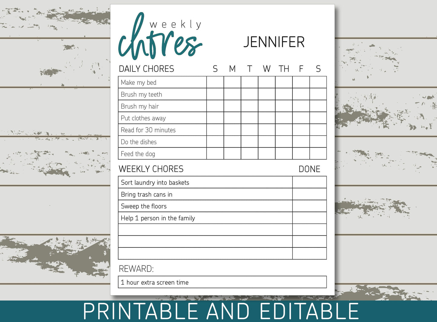 Chore Chart for Kids, Revolutionize Your Child's Chores with Our Ultimate Responsibility Chart, Printable & Editable, PDF, Instant Download