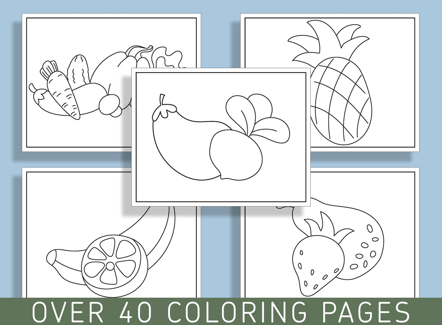 Make Learning Fun with 40 Printable Food Coloring Pages - Perfect for Preschool and Kindergarten Curriculum - PDF File, Instant Download