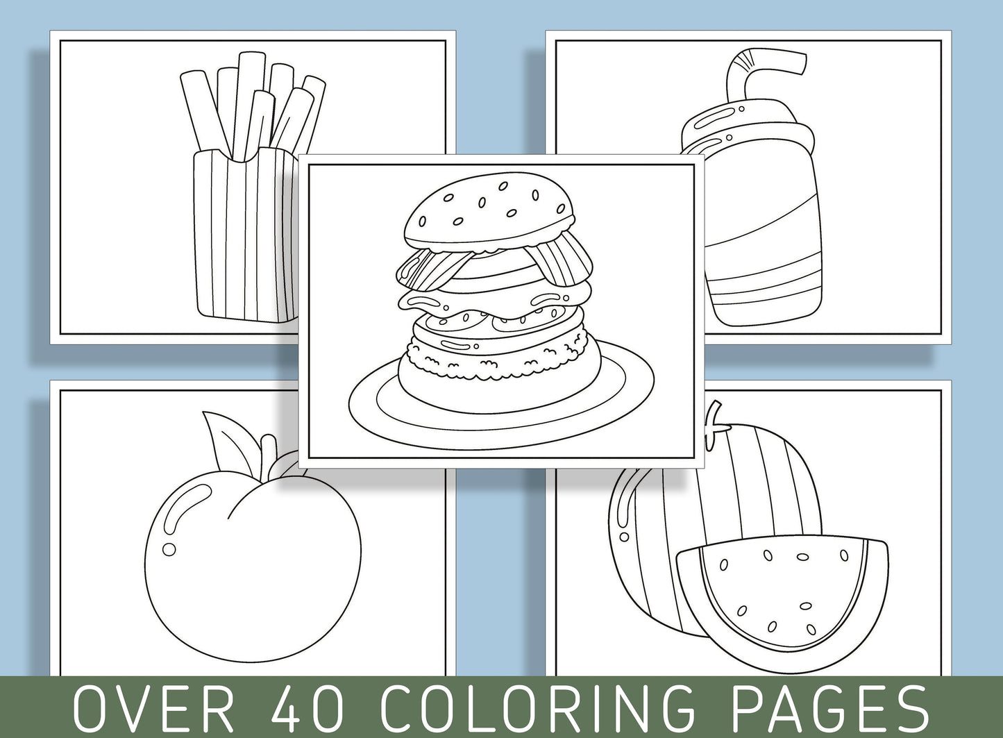 Make Learning Fun with 40 Printable Food Coloring Pages - Perfect for Preschool and Kindergarten Curriculum - PDF File, Instant Download