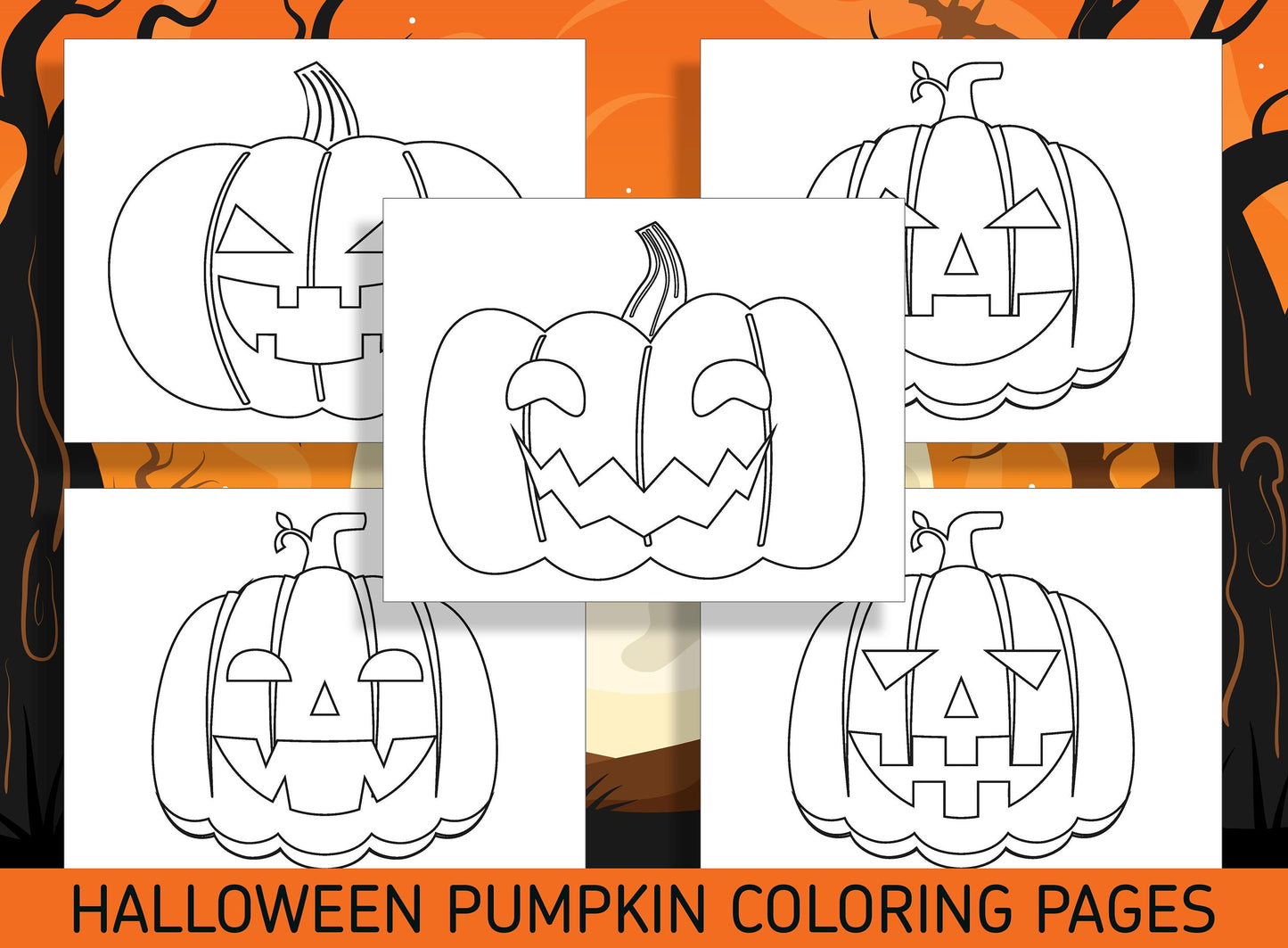 Spooktacular Fun for Little Ones: 25 Halloween Pumpkin Face Coloring Pages for Preschool and Kindergarten! - PDF File - Instant Download