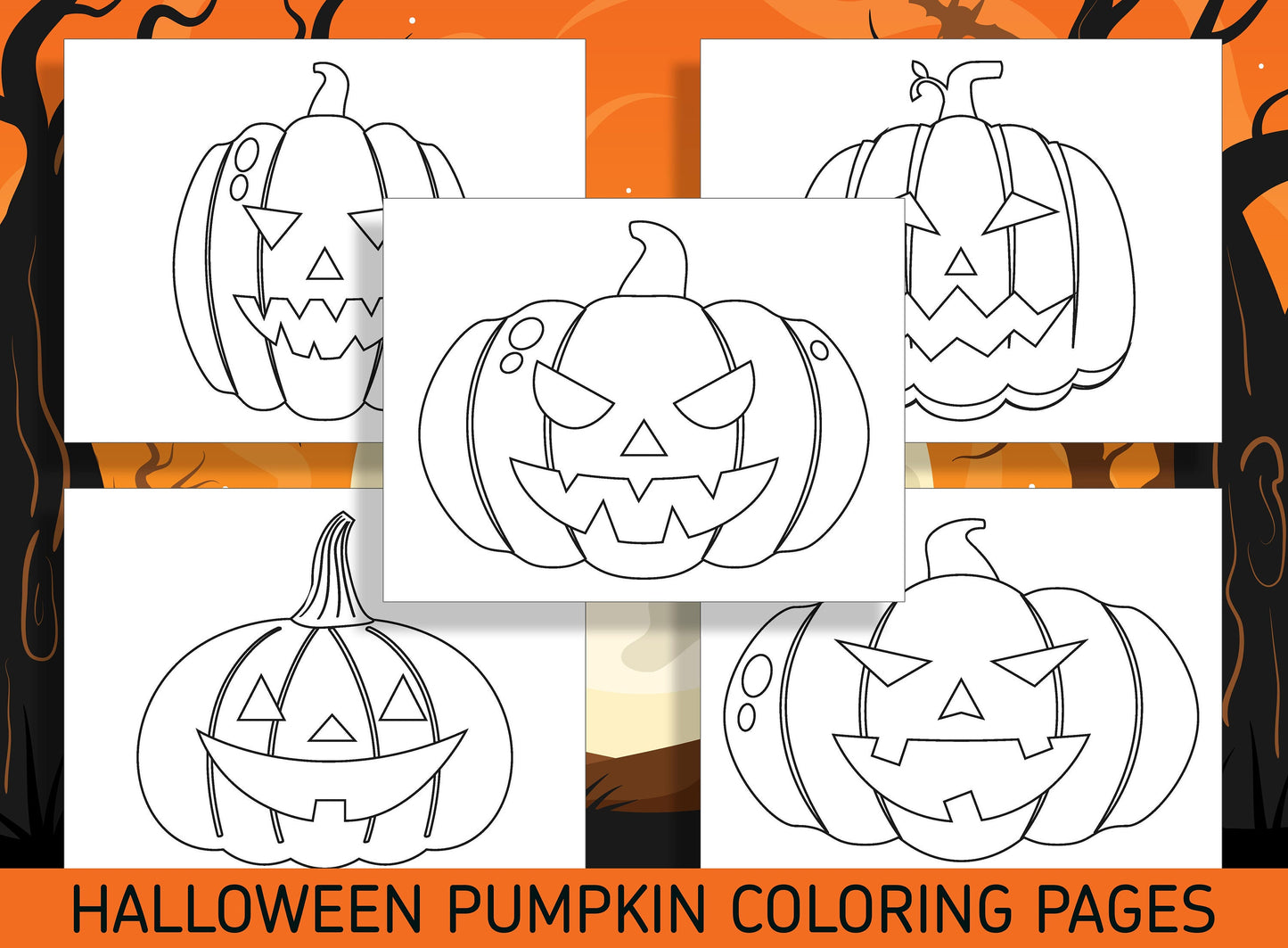 Spooktacular Fun for Little Ones: 25 Halloween Pumpkin Face Coloring Pages for Preschool and Kindergarten! - PDF File - Instant Download