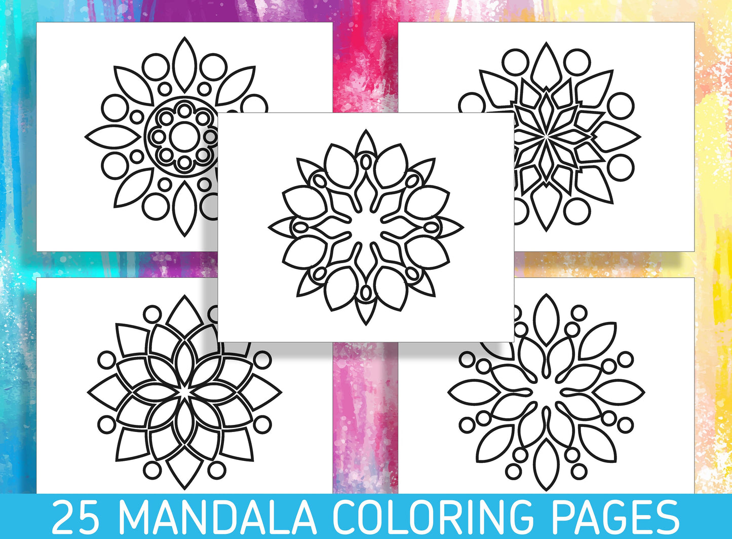 Color Your Way to Creativity: 25 Delightful Mandala Coloring Pages for Kindergarten and Preschool Kids! - PDF File, Instant Download