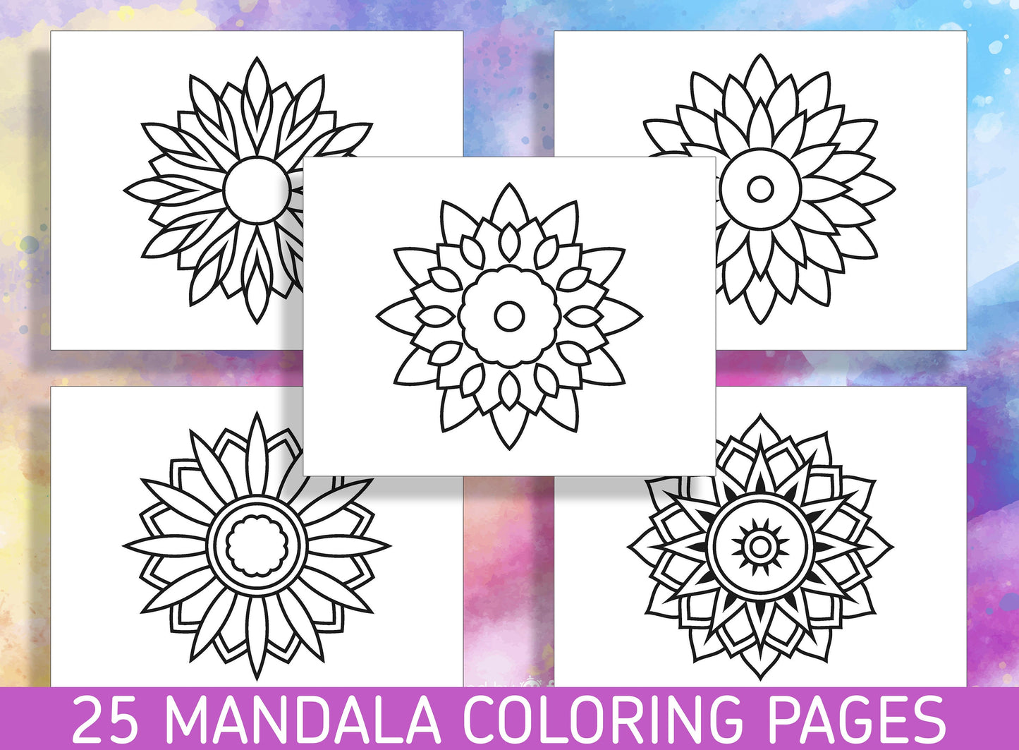 Beginner Mandala Coloring: 25 Delightful Mandala Coloring Pages for Kindergarten and Preschool Kids! - PDF File, Instant Download