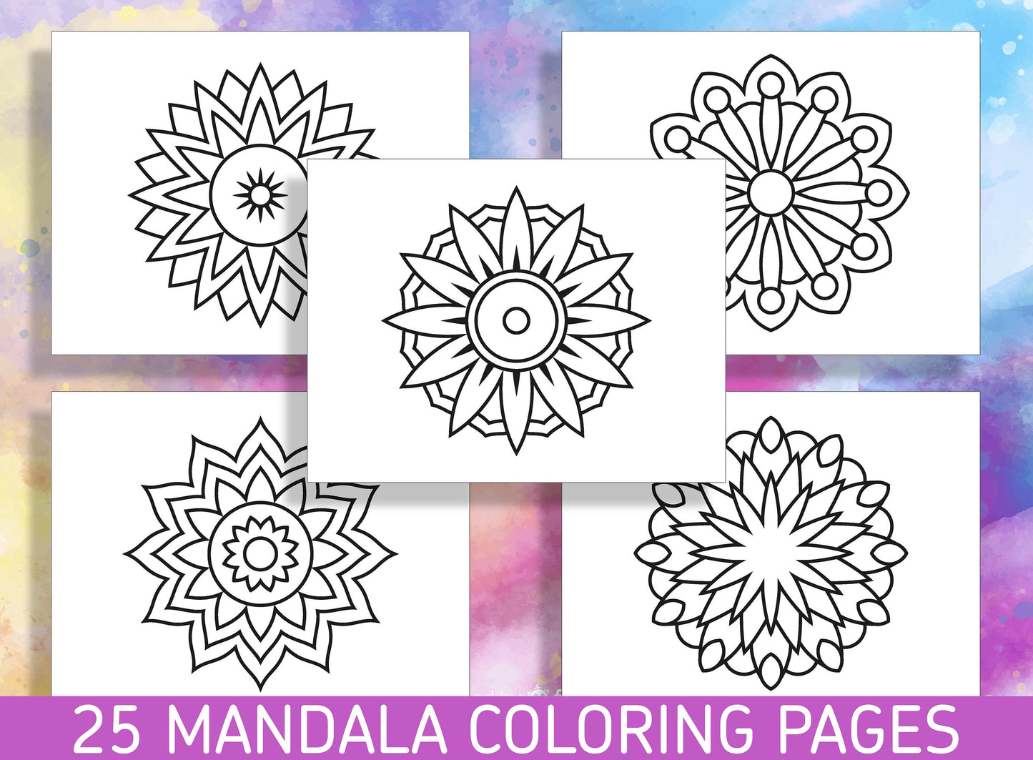 Beginner Mandala Coloring: 25 Delightful Mandala Coloring Pages for Kindergarten and Preschool Kids! - PDF File, Instant Download