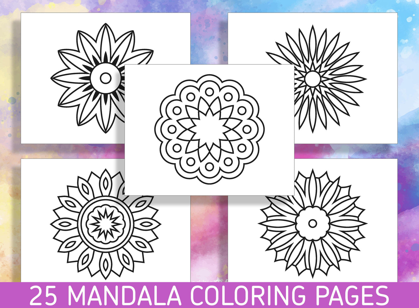 Beginner Mandala Coloring: 25 Delightful Mandala Coloring Pages for Kindergarten and Preschool Kids! - PDF File, Instant Download
