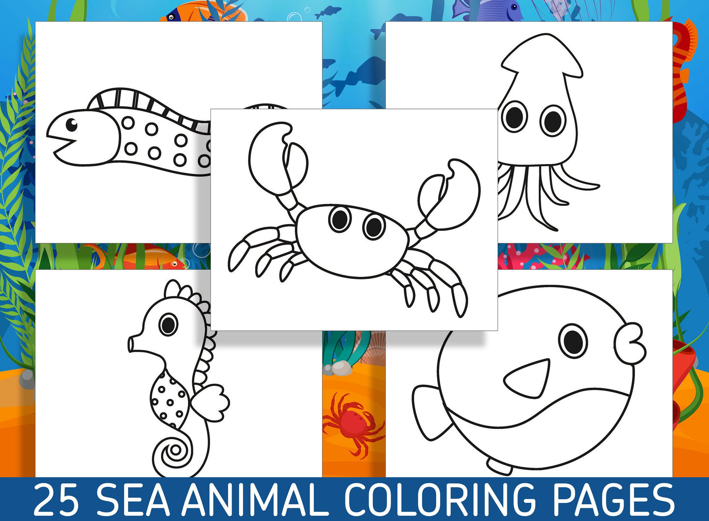 Explore the Wonders of the Sea with 25 Adorable Coloring Pages - Ideal for Kindergarten and Preschool! - PDF File, Instant Download