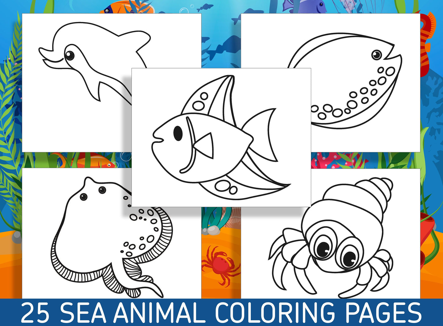 Explore the Wonders of the Sea with 25 Adorable Coloring Pages - Ideal for Kindergarten and Preschool! - PDF File, Instant Download
