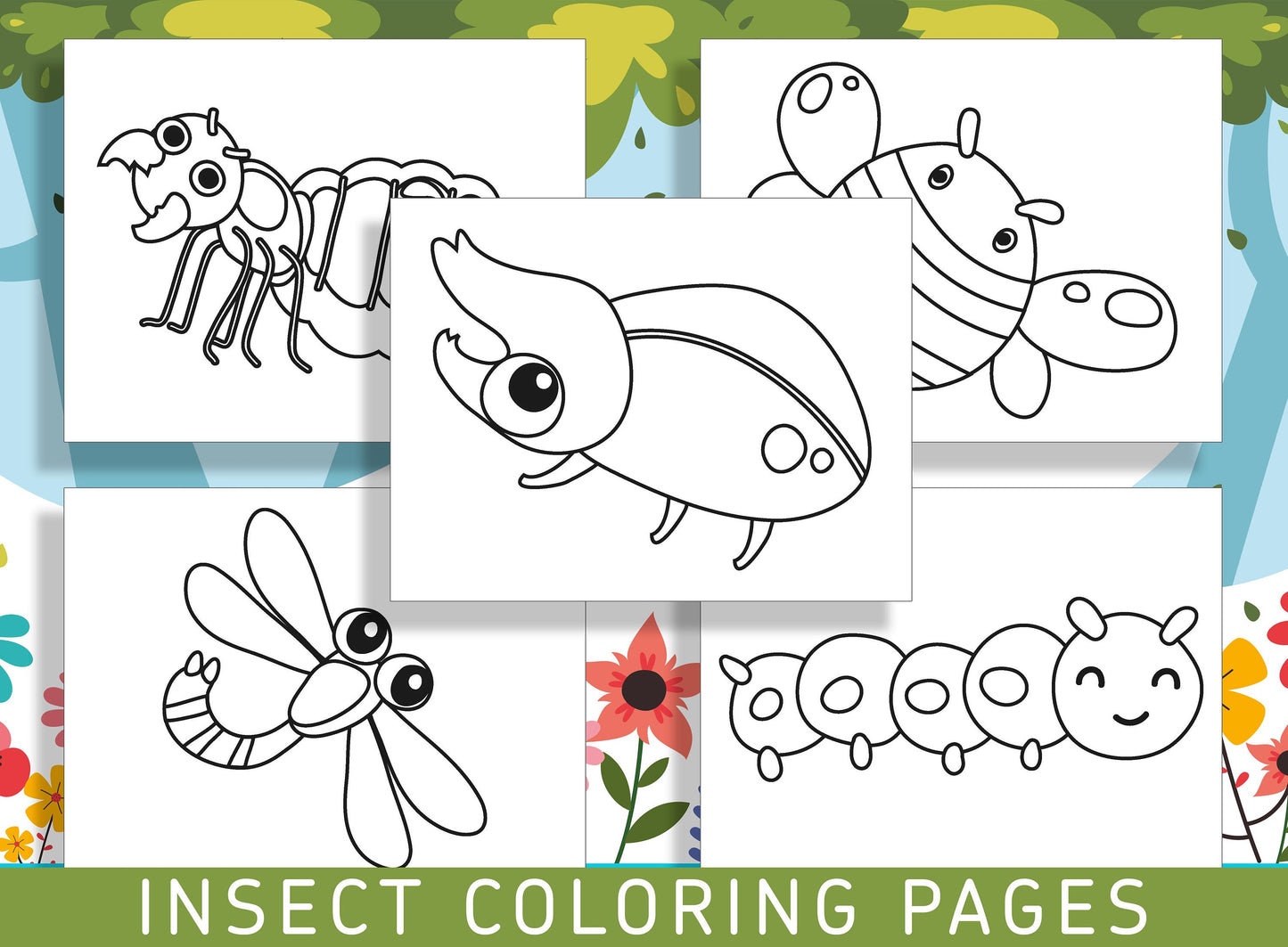 Buzz into Fun with 25 Insect Coloring Pages - Perfect for Kindergarten and Preschool! - PDF File, Instant Download