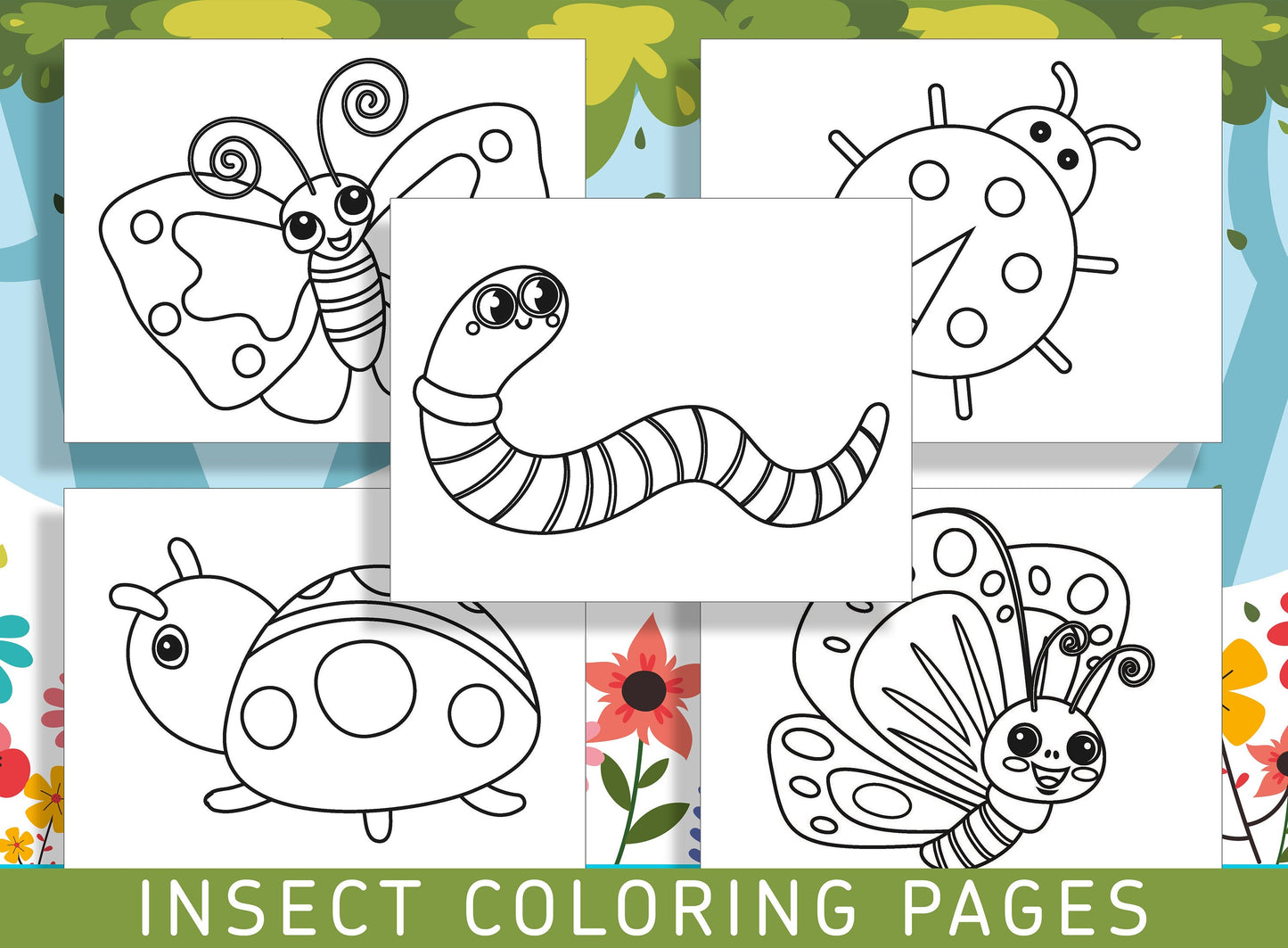 Buzz into Fun with 25 Insect Coloring Pages - Perfect for Kindergarten and Preschool! - PDF File, Instant Download