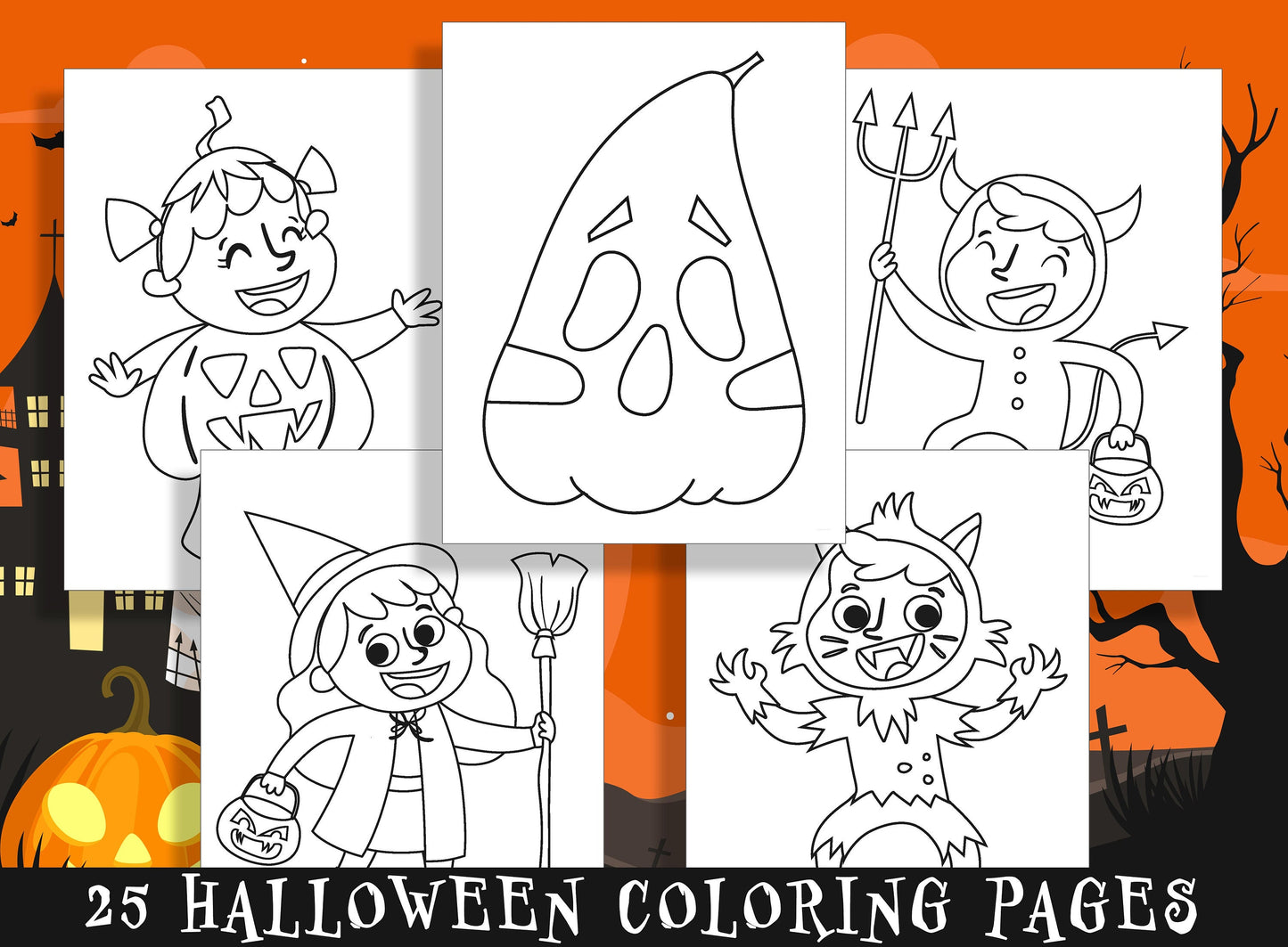 Get Spooky with these Adorable Halloween Coloring Pages for Kindergarten and Preschoolers - 25 Fun-filled Pages!, PDF File, Instant Download