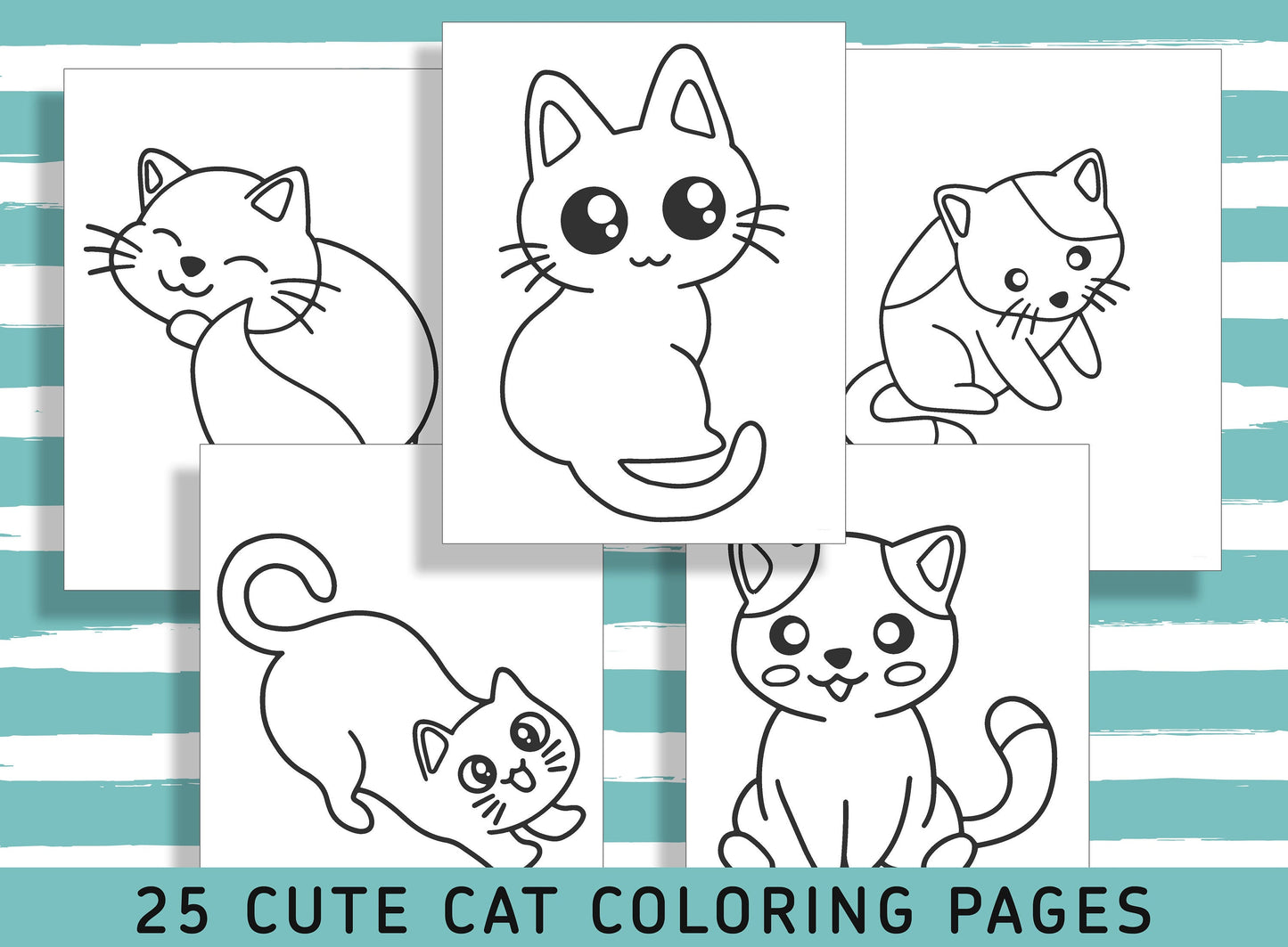 25 Fun and Engaging Cat Coloring Pages for Preschool and Kindergarten Kids, PDF File, Instant Download