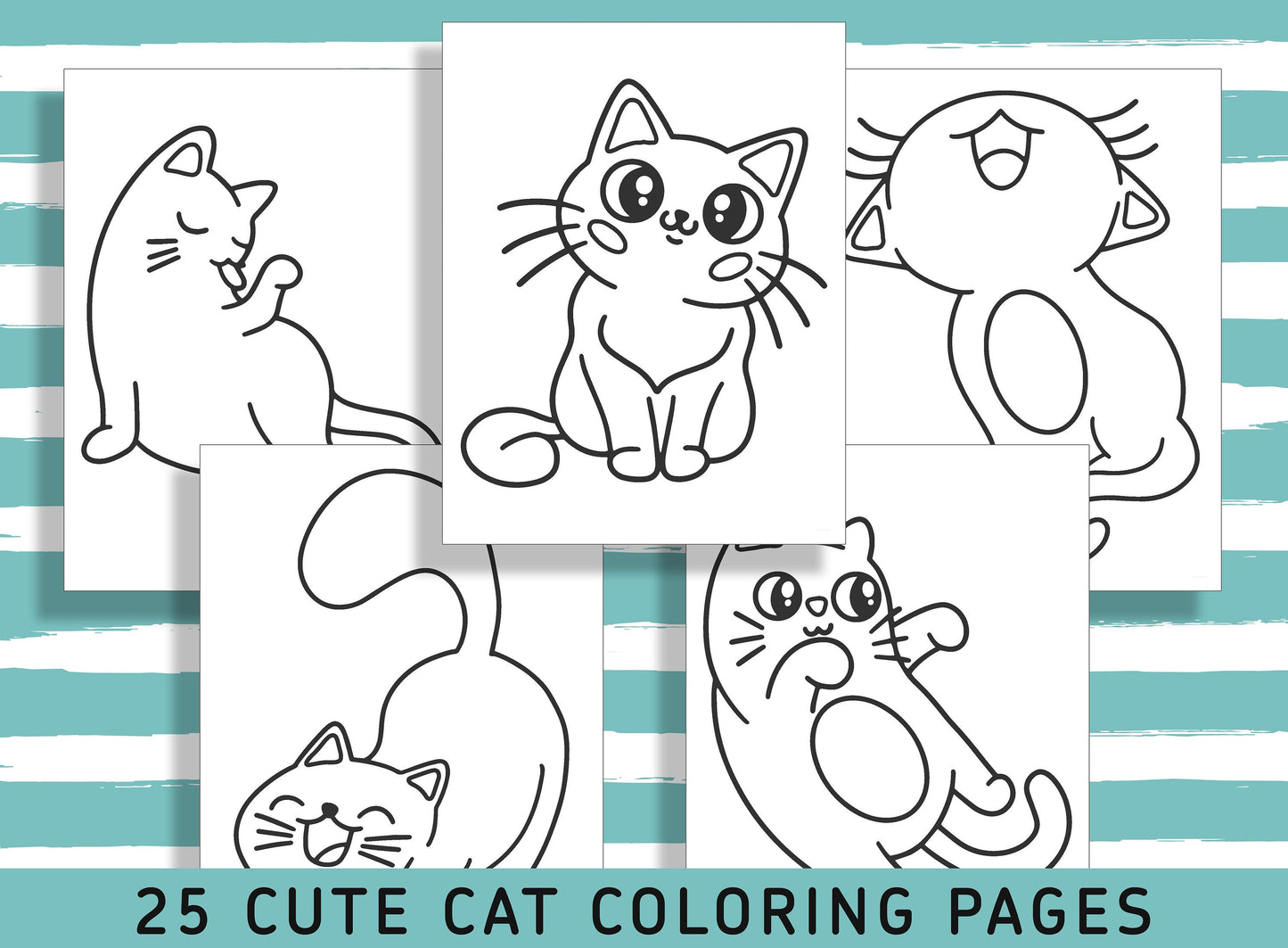 25 Fun and Engaging Cat Coloring Pages for Preschool and Kindergarten Kids, PDF File, Instant Download