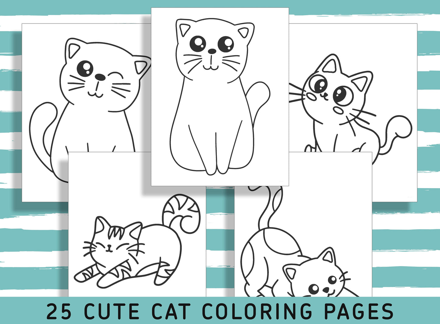 25 Fun and Engaging Cat Coloring Pages for Preschool and Kindergarten Kids, PDF File, Instant Download
