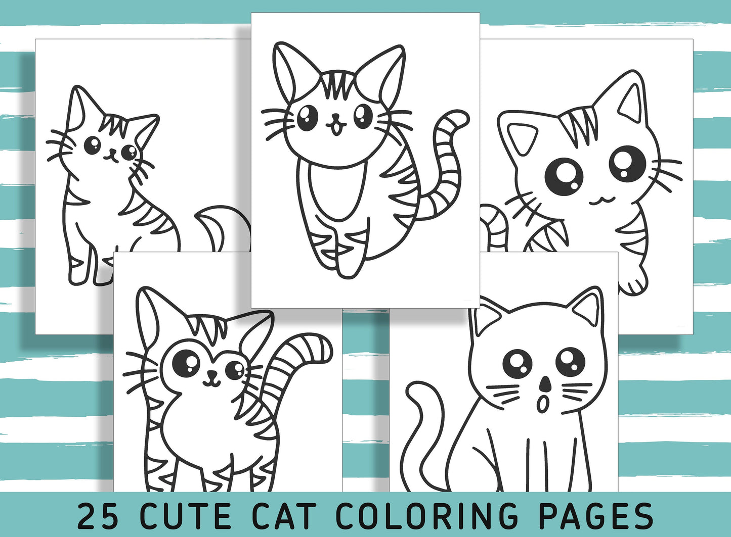 25 Fun and Engaging Cat Coloring Pages for Preschool and Kindergarten Kids, PDF File, Instant Download