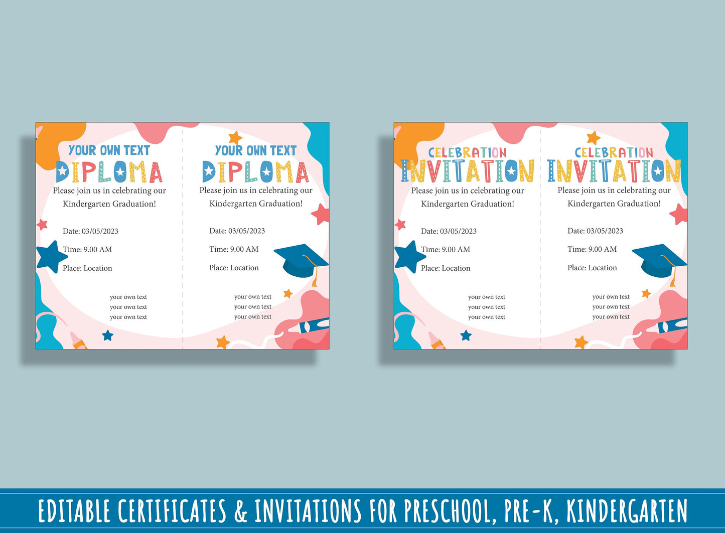 Editable Diplomas, Certificates, and Invitations for Children: 37 Pages of Customizable Designs, PDF File, Instant Download