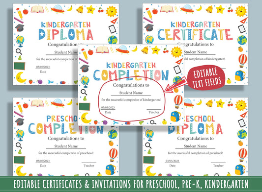 Fun and Creative Certificate, Diploma, and Invitation Templates for Kids: 37 Editable Pages, PDF File, Instant Download