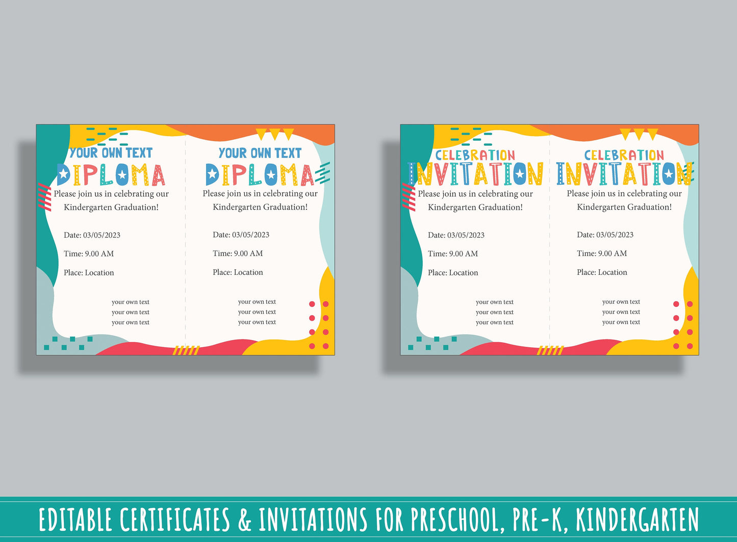 Diploma Certificate for Preschool and Elementary School Kids, 37 Editable Pages for Celebrations and Events, PDF File, Instant Download
