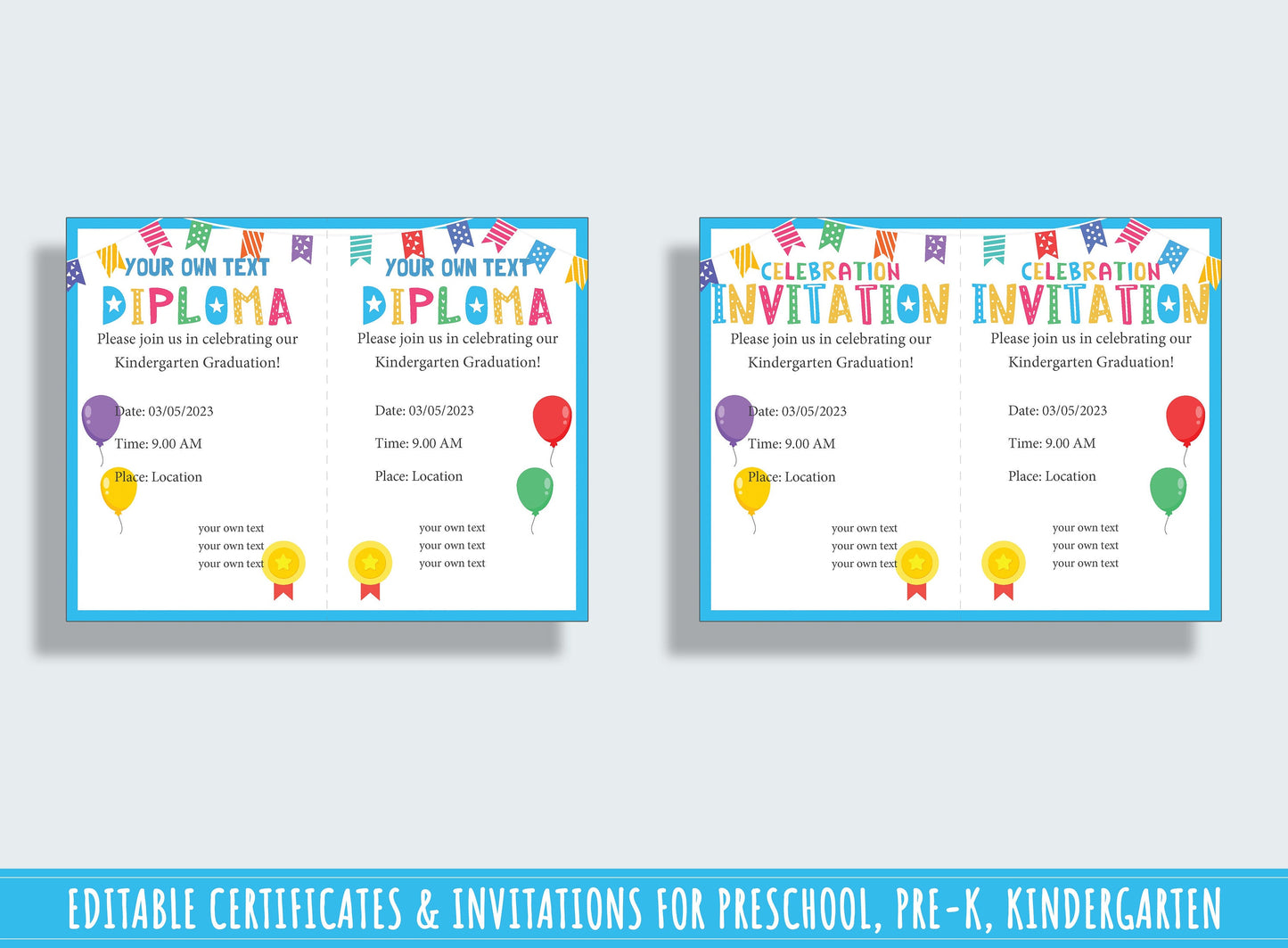 Design Your Own Diploma, Certificate, and Invitation: 37 Editable Pages for Students, PDF File, Instant Download