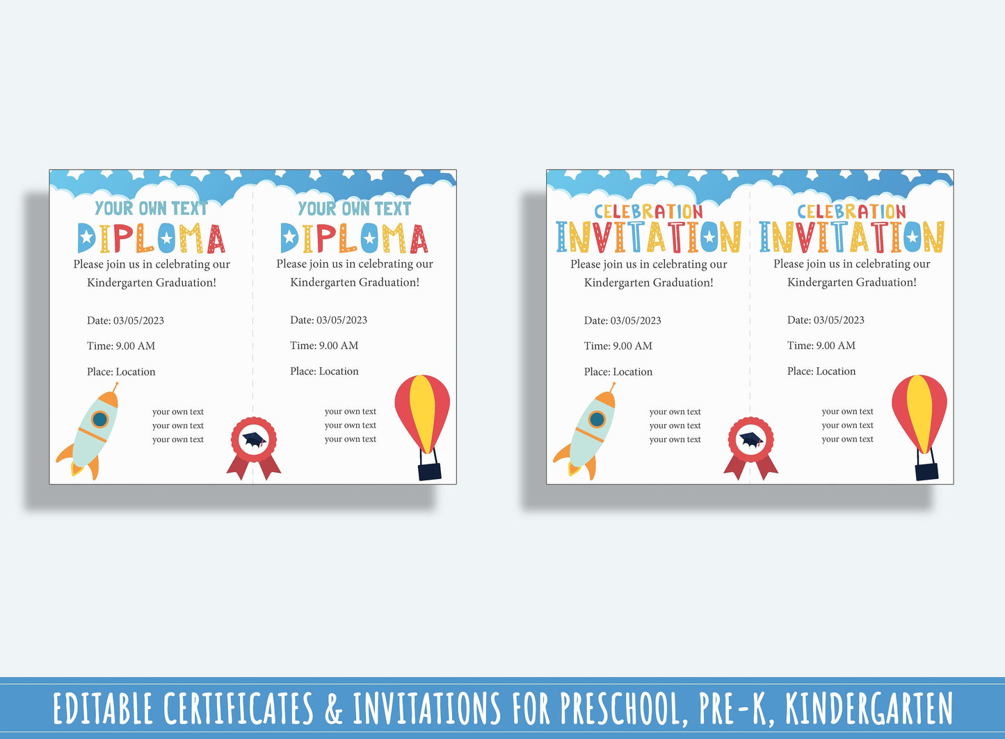 Editable Kindergarten Diploma, Completion Certificates, 37 Pages, PDF File, Instant Download
