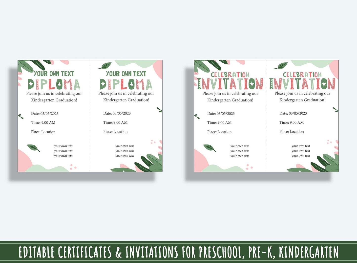 Blooming Achievements: 37 Pages of Floral-themed Diplomas, Certificates, and Invitations for PreK and K, PDF File, Instant Download