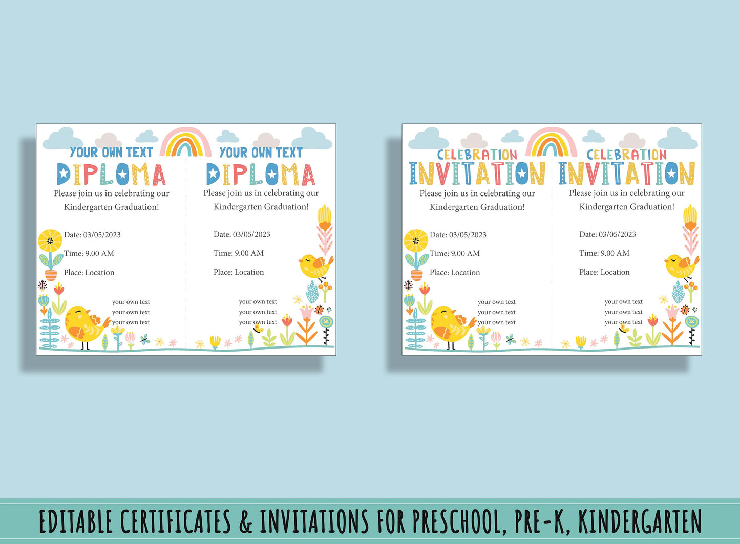 Diplomas, Certificates and Graduation Invitations for Preschool, Pre-K, Kindergarten: A Comprehensive Collection, 37 Pages, Instant Download