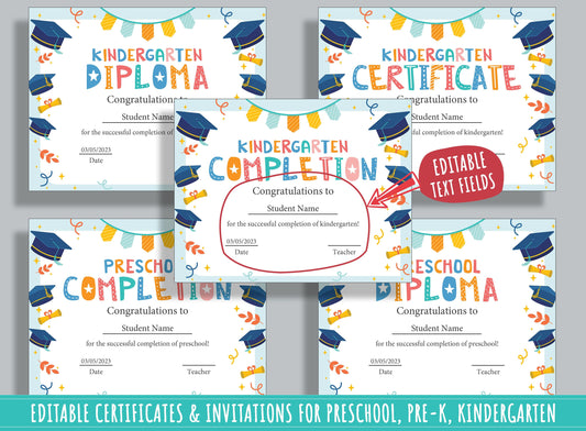 Kids' Fun Certificate and Invitation Collection: 37 Editable Pages for Celebrations and Events, PDF File, Instant Download