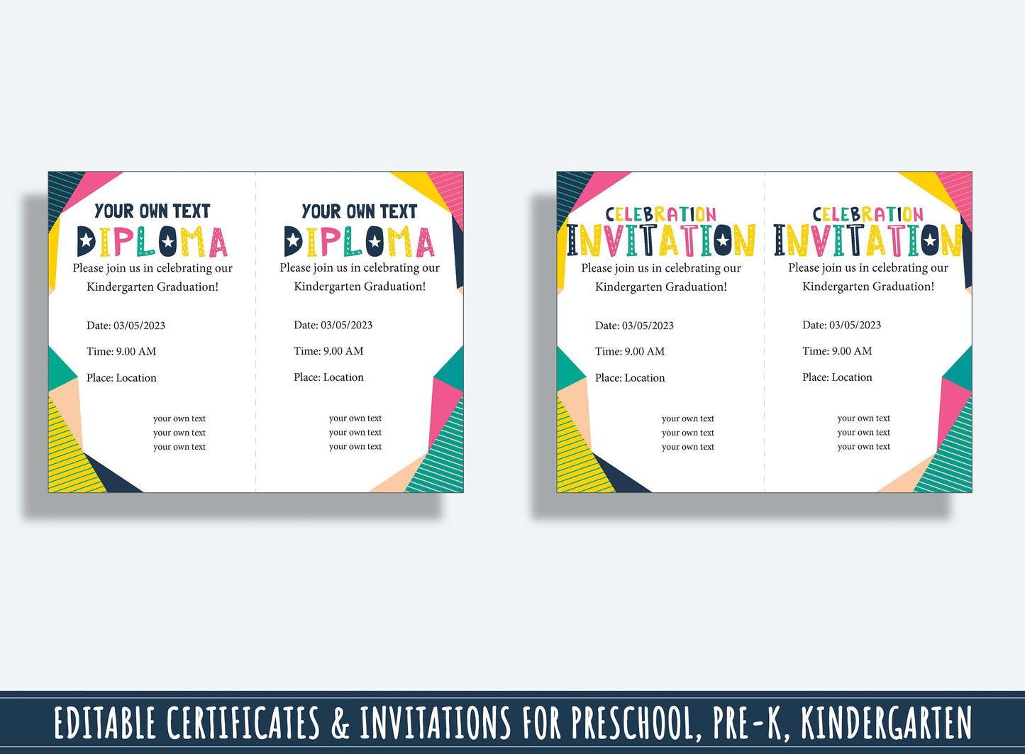 Editable Star Student Certificate, End of the Year Award, Diploma & Invitation for PreK and K, PDF File, Instant Download