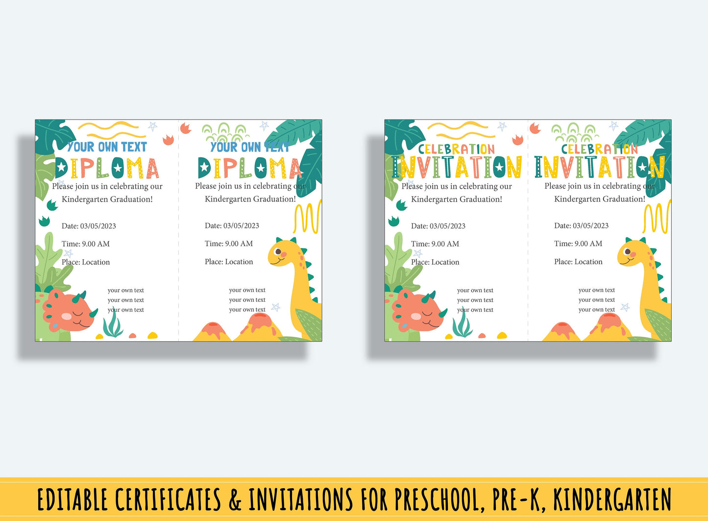 37 Pages of Editable Diplomas, Certificates, and Invitations for Preschool and Kindergarten: Customize Your Own Designs, Instant Download