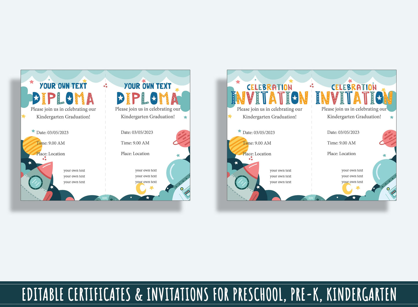 Galactic Achievements: 37 Pages of Planets and Space-themed Diplomas, Certificates, Invitations for PreK and K, PDF File, Instant Download