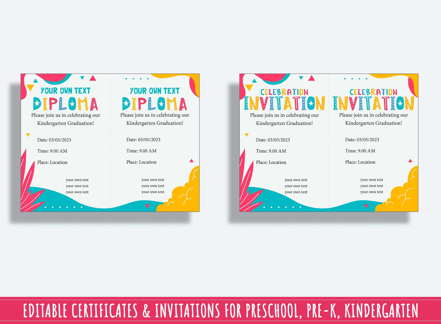 Editable Award Certificates, Star Student Certificate, End of the Year Award, Diploma & Invitation for PreK, K, PDF File, Instant Download