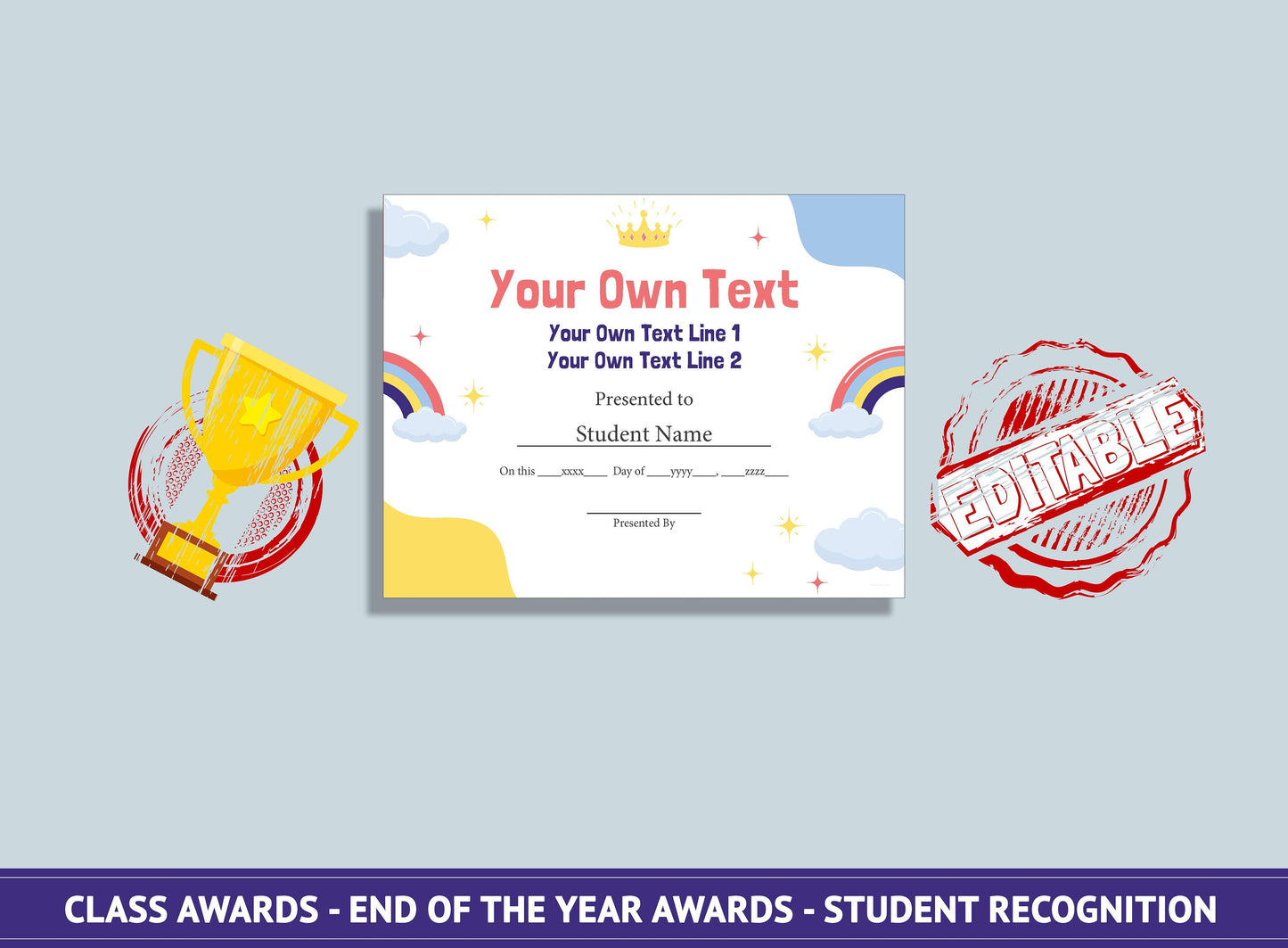 26 Editable Classroom Awards - End of the Year Awards - Student Recognition, PDF File, Instant Download