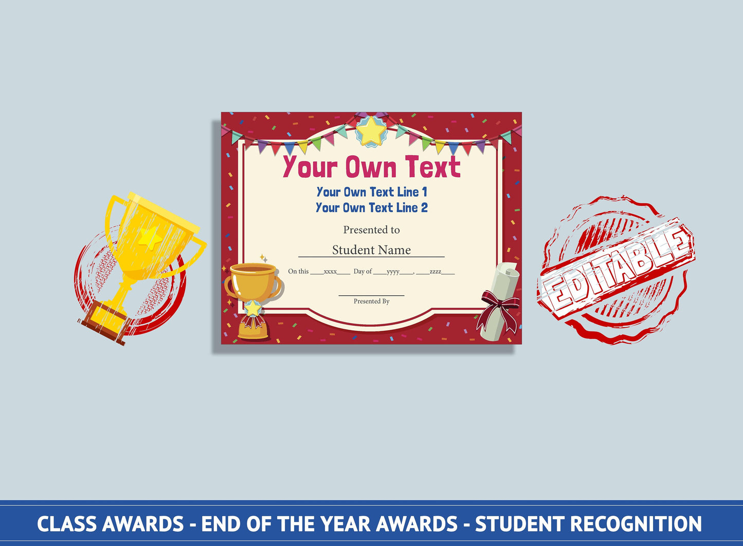 Editable Class Superlatives Awards, End of the Year Classroom Awards, Student Recognition, PDF File, Instant Download