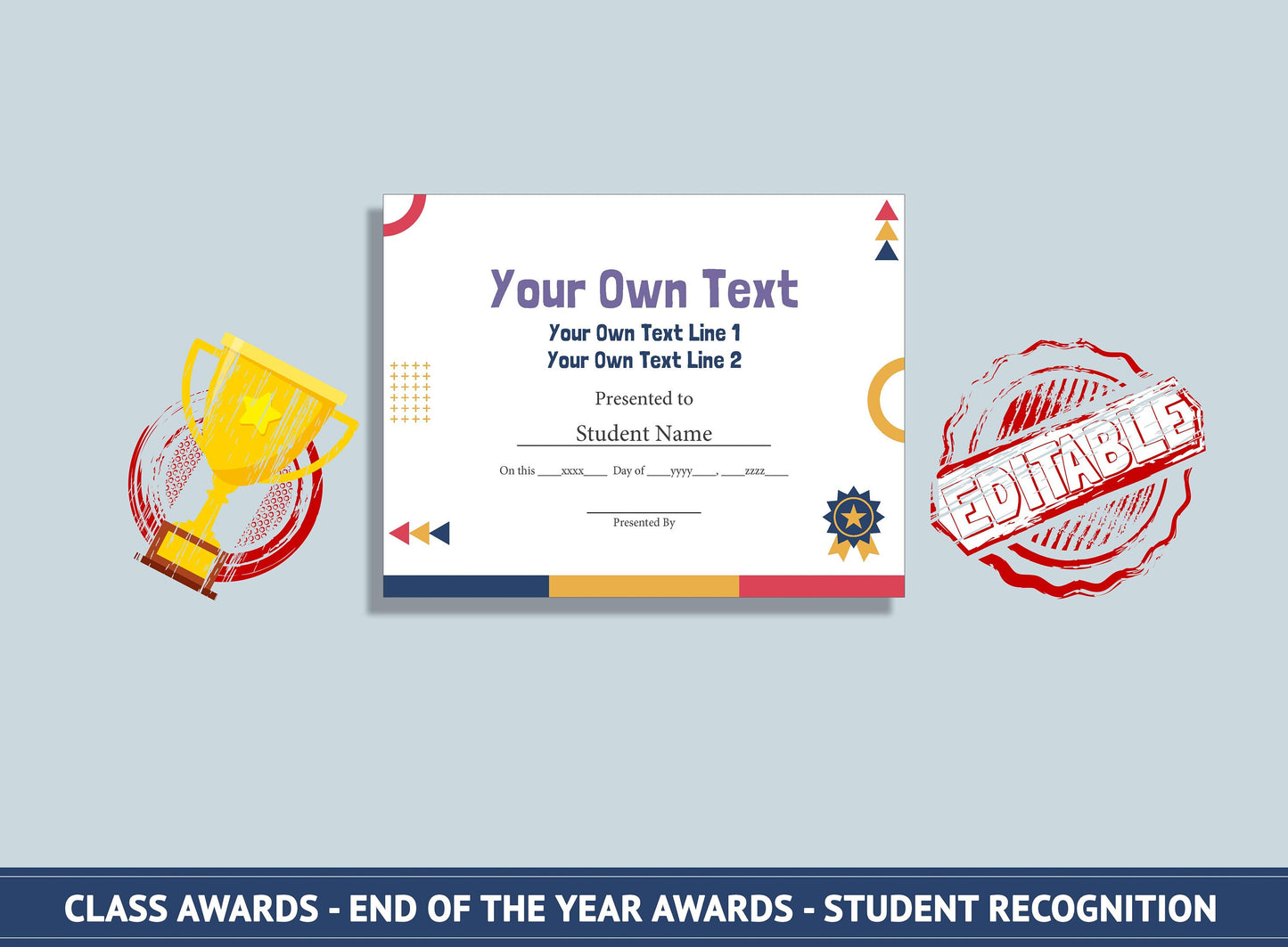 Editable Classroom Awards for Middle and High School Students, End of School Year Awards, Student Recognition, PDF File, Instant Download