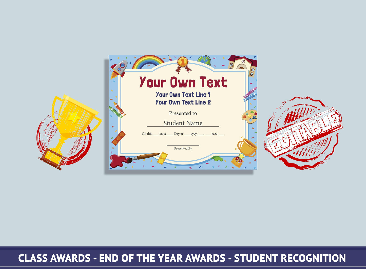 Editable Preschool End of the Year Awards, Classroom Awards, Student Recognition, PDF File, Instant Download