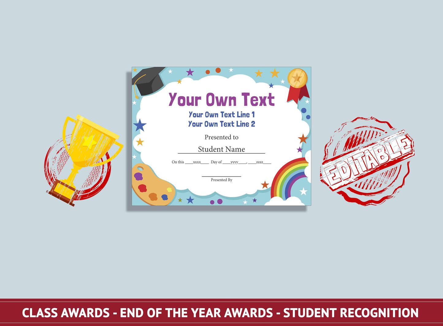 Editable Student Awards, End of the Year Classroom Awards - Student Recognition, PDF File, Instant Download