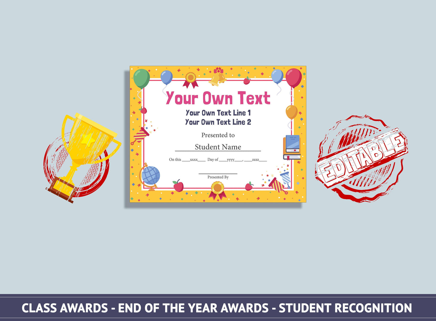 Editable Superlatives Certificates, End of the Year Classroom Awards, Student Recognition, PDF File, Instant Download