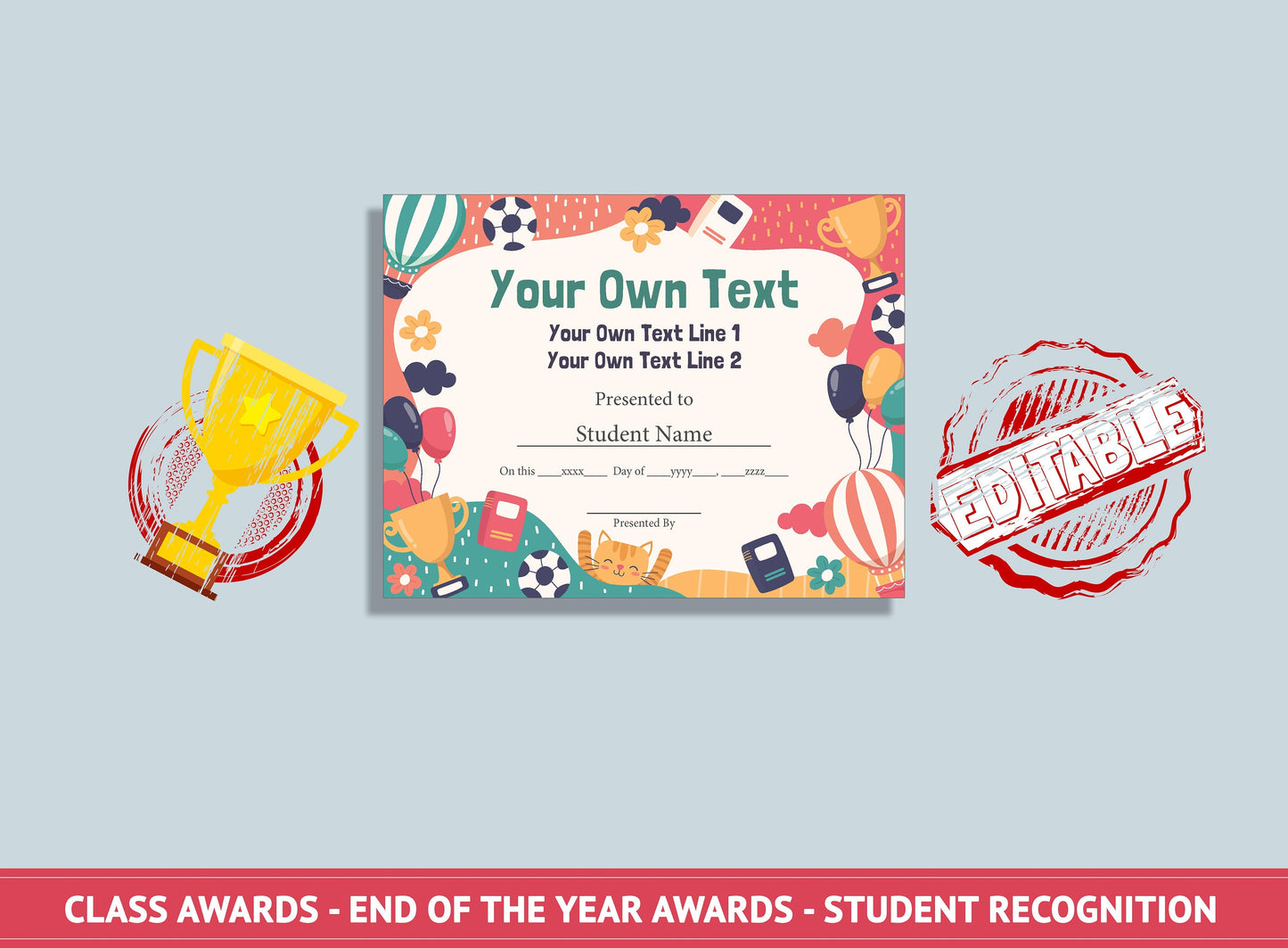 Editable Classroom Superlative Awards, End of the Year Classroom Awards, Student Recognition, PDF File, Instant Download