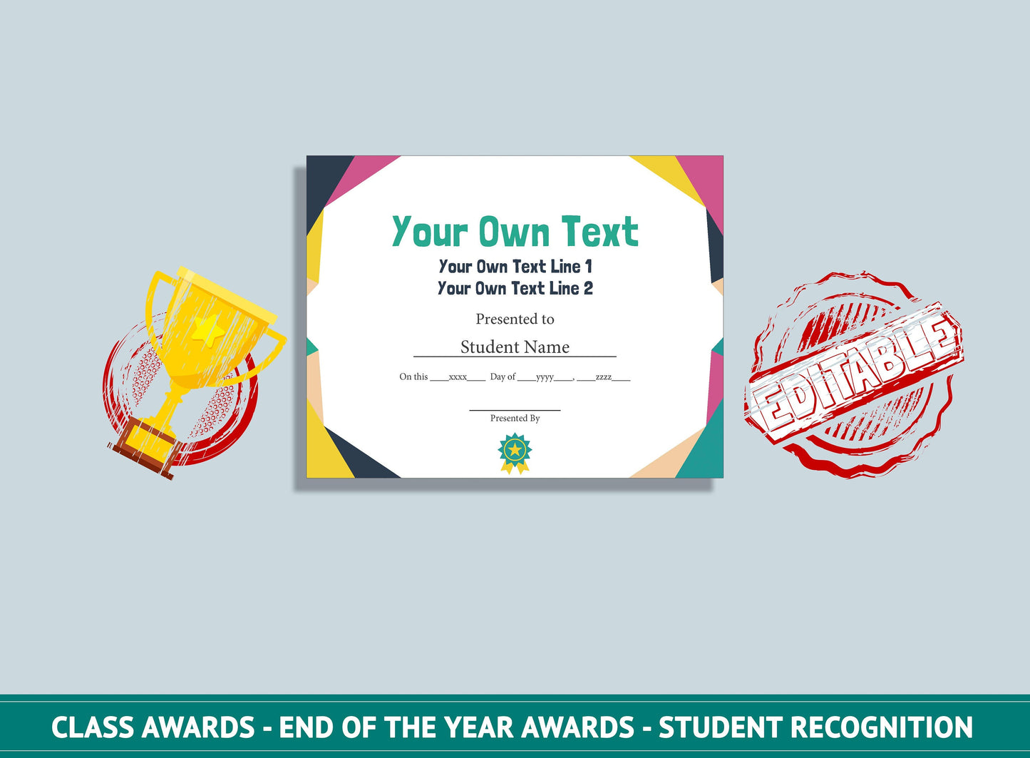 Editable End of School Awards, End of the Year Awards, Student Recognition, PDF File, Instant Download