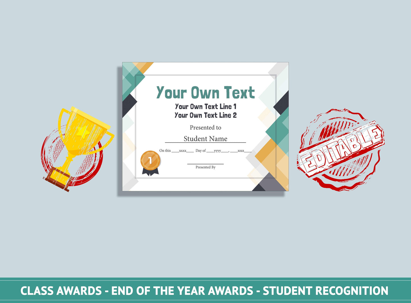Editable Last Day of School Awards, End of the Year Awards, Student Recognition, PDF File, Instant Download