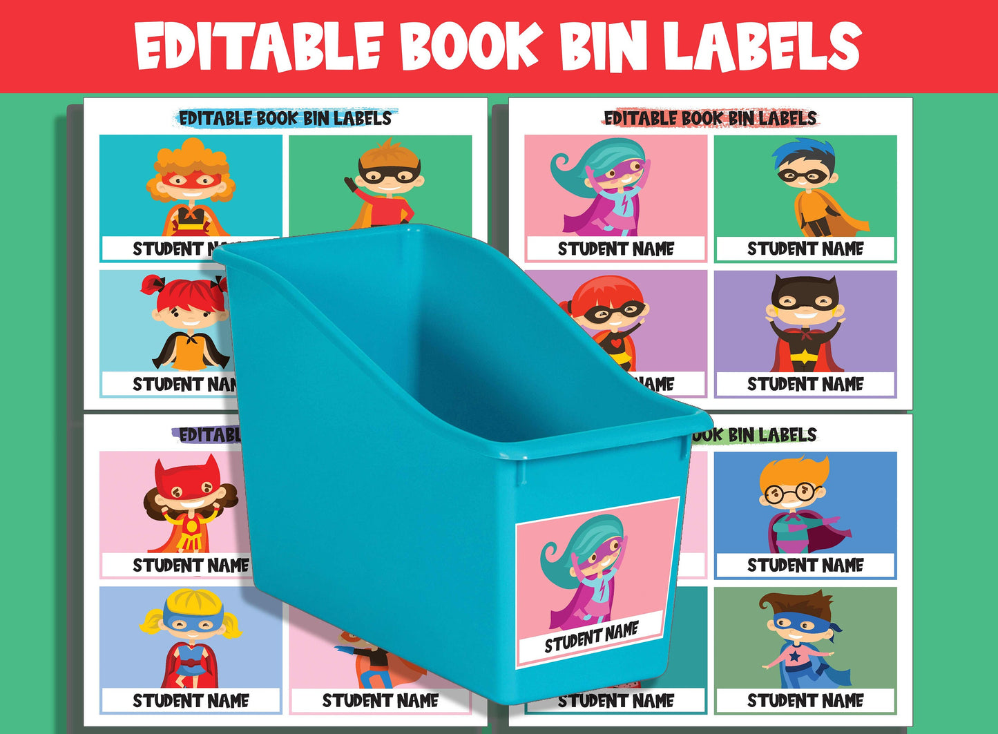 Editable Superhero Classroom Library Labels: Customize Your Literary Collection with 16 Heroic Designs for Perfect Classroom Decor.