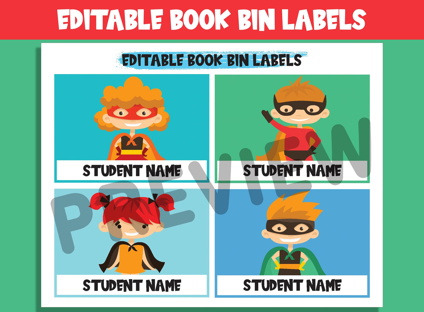Editable Superhero Classroom Library Labels: Customize Your Literary Collection with 16 Heroic Designs for Perfect Classroom Decor.