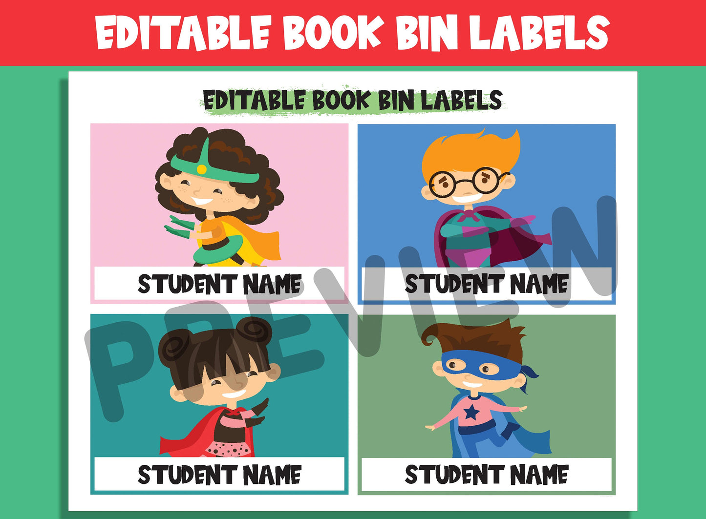 Editable Superhero Classroom Library Labels: Customize Your Literary Collection with 16 Heroic Designs for Perfect Classroom Decor.
