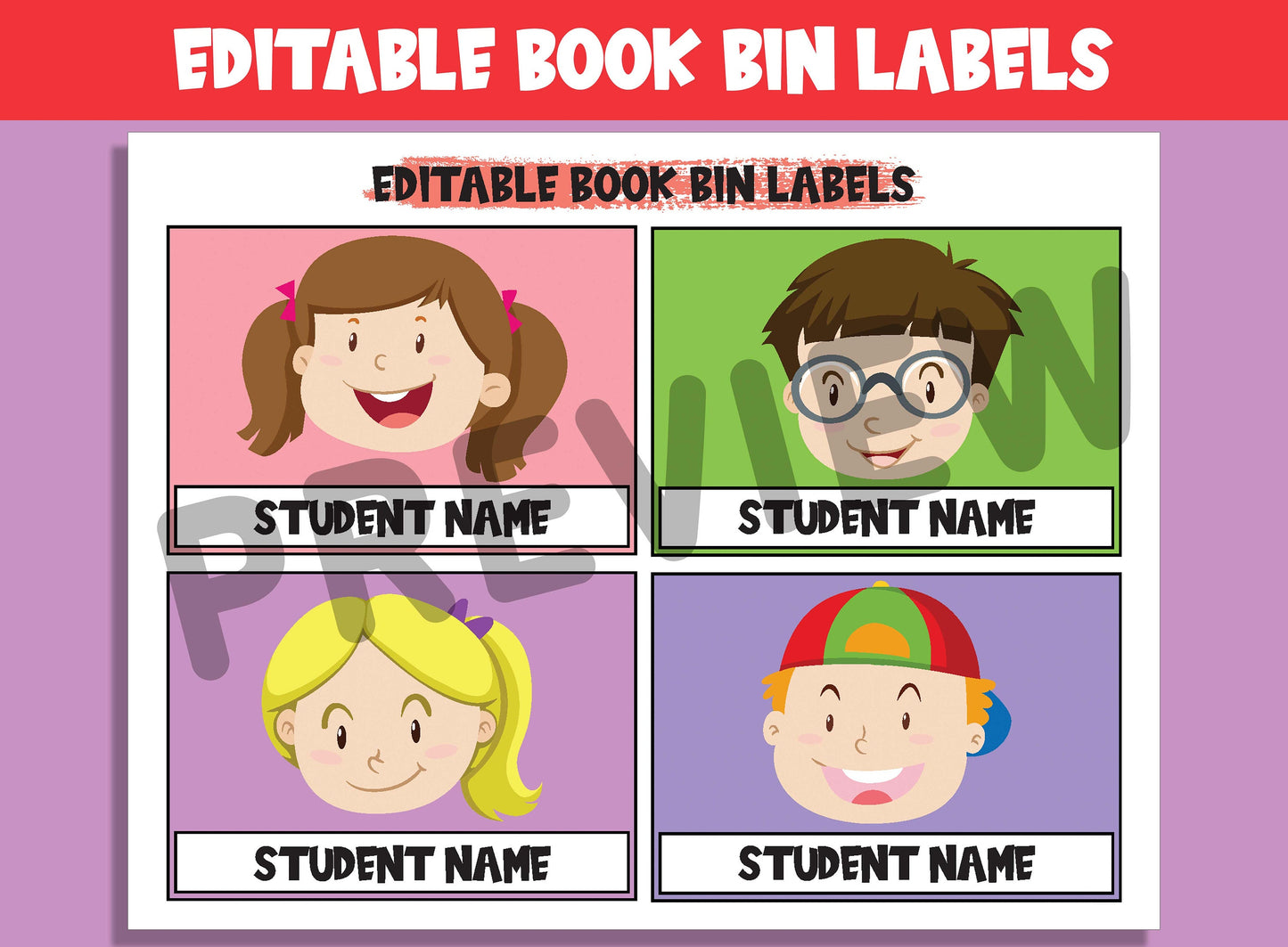 Editable Student Book Bin Labels: 16 Customizable Designs for Perfect Classroom Decor