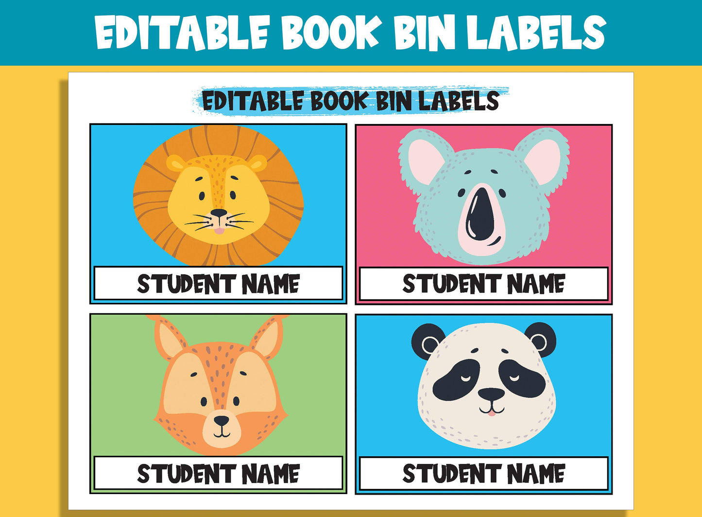 Editable Cute Animal Library Book Bin Labels: 16 Customizable Designs for Perfect Classroom Decor