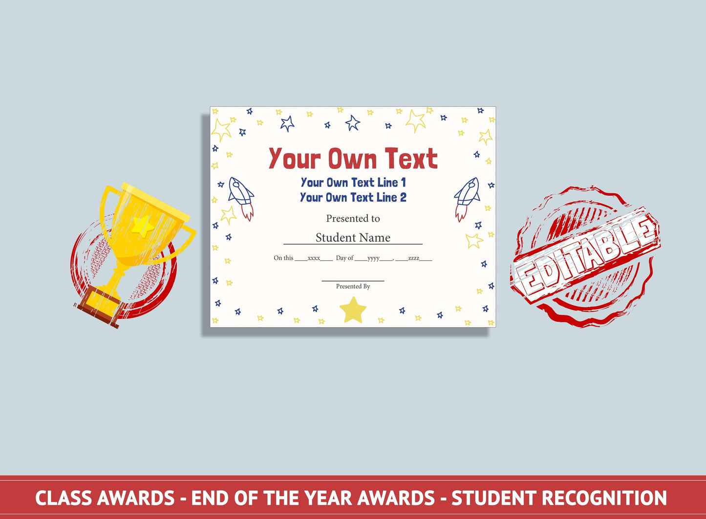 Editable Student of the Week Awards, End of School Year Awards, Student Recognition, PDF File, Instant Download