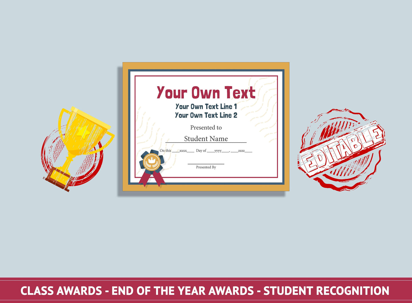 Editable Student of the Month Awards, End of School Year Awards, Student Recognition, PDF File, Instant Download