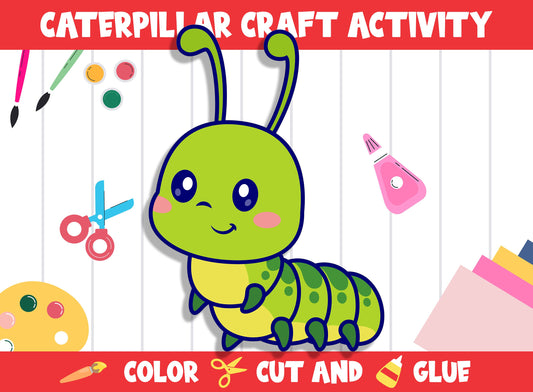 Cute Caterpillar Craft Activity - Color, Cut, and Glue for PreK to 2nd Grade, PDF File, Instant Download