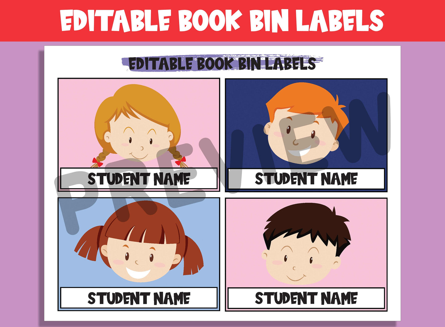 Editable Student Book Bin Labels: 16 Customizable Designs for Perfect Classroom Decor