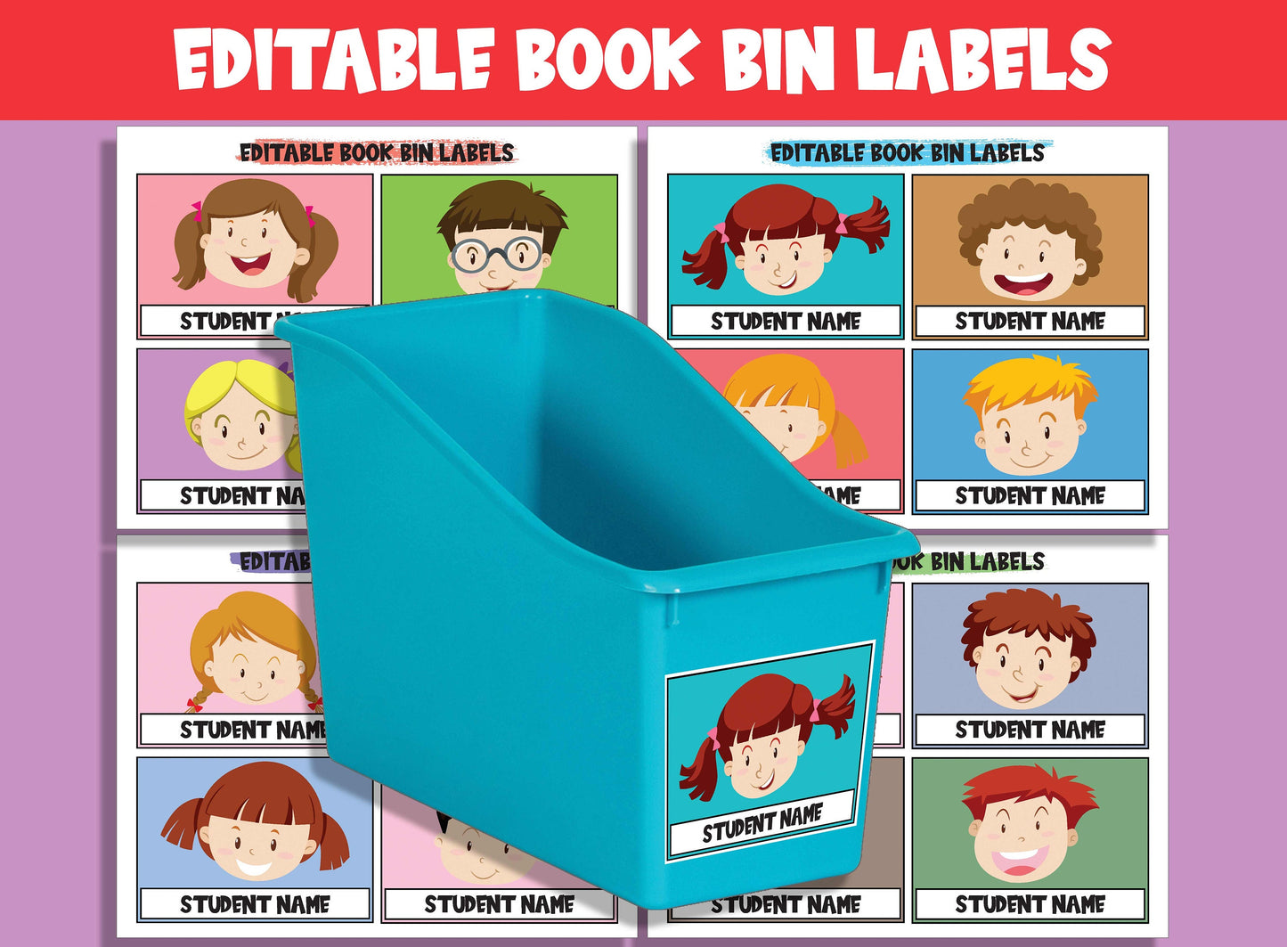 Editable Student Book Bin Labels: 16 Customizable Designs for Perfect Classroom Decor